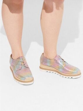 Torrid Pride Embellished Lace-Up Oxford Shoes Size 8WW Extra Wide Width Rainbow